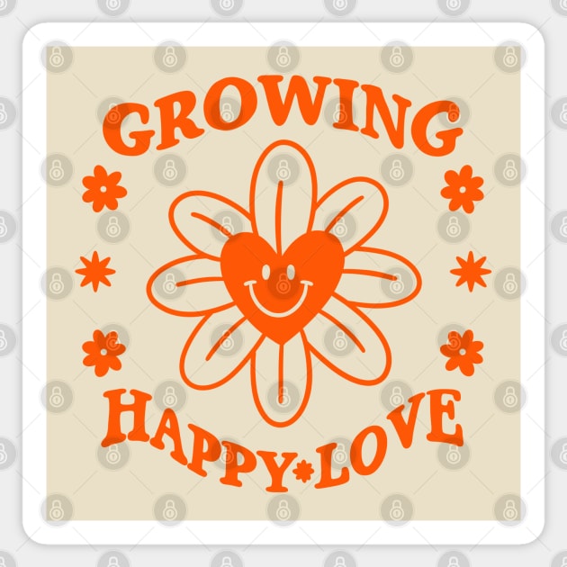 Retro 70s Flower Heart Happy Love Hippie Sticker by Trippycollage